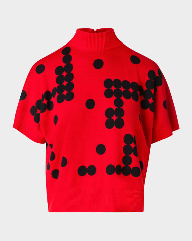 Dot Grid Jacquard Merino Wool Knit Sweater